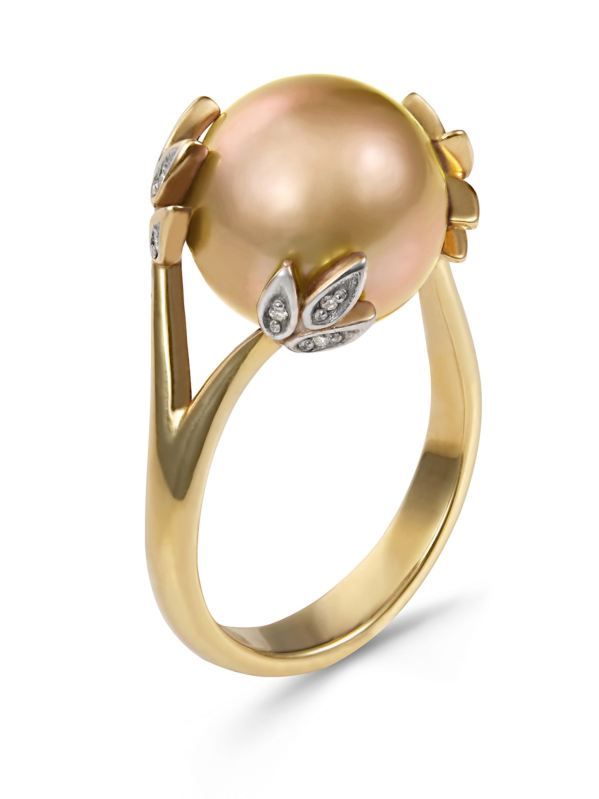 Золотое кольцо с жемчугом К65-25