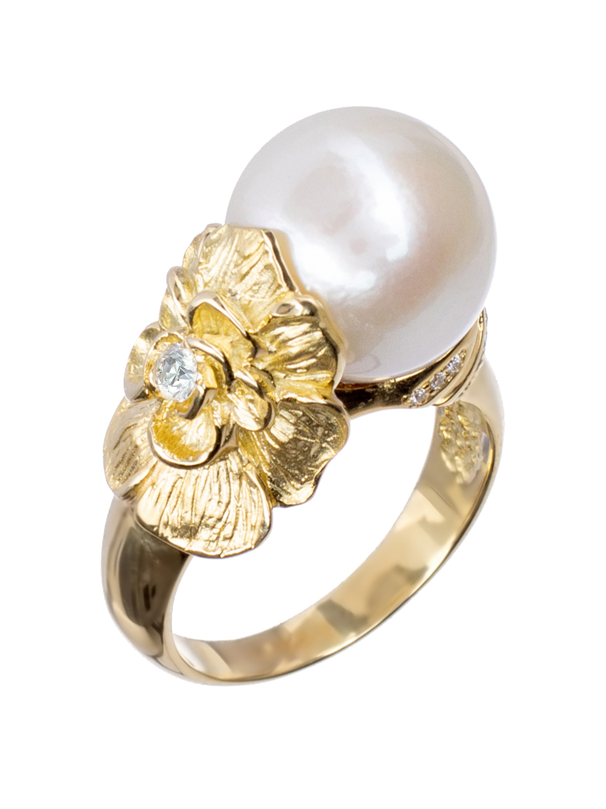 Золотое кольцо с жемчугом 1741-21