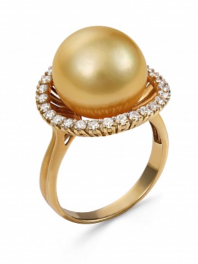 картинка Золотое кольцо с жемчугом К42-25 