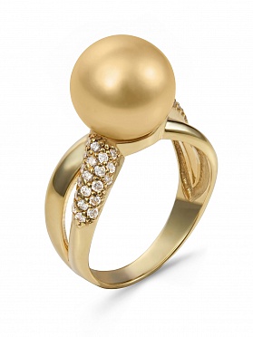 картинка Золотое кольцо с жемчугом К10-25 
