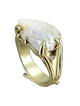 картинка Золотое кольцо с жемчугом К153-21Б 