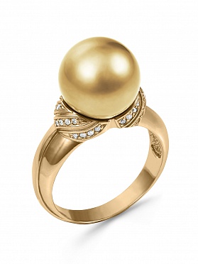 картинка Золотое кольцо с жемчугом К08-25 