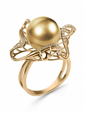 картинка Золотое кольцо с жемчугом К17-25 