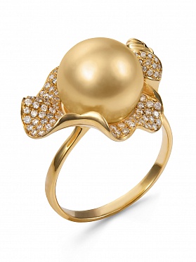 картинка Золотое кольцо с жемчугом 100805-25 